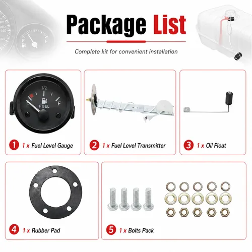 Vista 3 de Hoypeyfiy - Medidor de nivel de combustible universal de 2 pulgadas 52 mm para coche y SUV con sensor de combustible E-1/2-F puntero 12 V