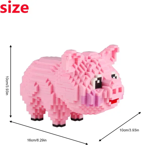 Vista 2 de Mini bloques de construcción Larcele de perros, ladrillos de juguete para construir mascotas, 950 piezas KLJM-02, Cerdo, modelo 558