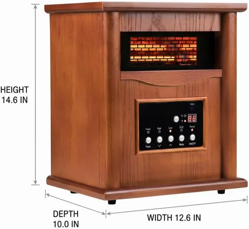 Vista 5 de Nordic Hygge Calentador de espacio portátil, calentador infrarrojo eléctrico de 1500 W para uso en interiores, sala de estar, dormitorio, oficina
