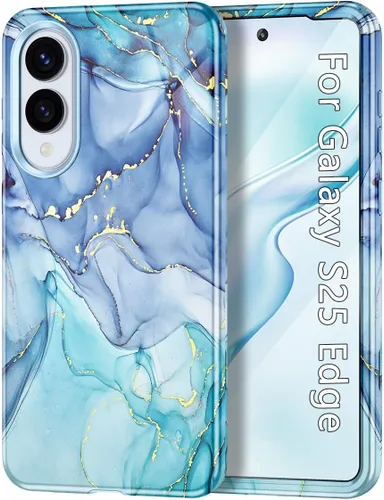 Vista 31 de Btscase para Samsung Galaxy S25, [Probado contra caídas de grado militar] Funda protectora de diseño de patrón de mármol, resistente, delgada