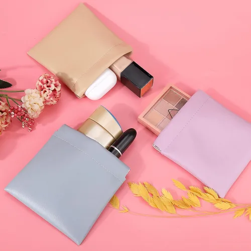 Vista 5 de BUSOHA Pequeña bolsa de maquillaje para bolso, mini bolsas de cosméticos portátiles para mujeres, monedero, lápiz labial, organizador de accesorios