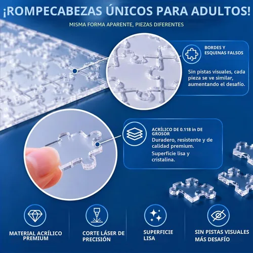 Vista 3 de ZZYFGH Rompecabezas duro transparente, desafío imposible, juego de rompecabezas de 120 piezas difícil para adultos transparente - 120 piezas