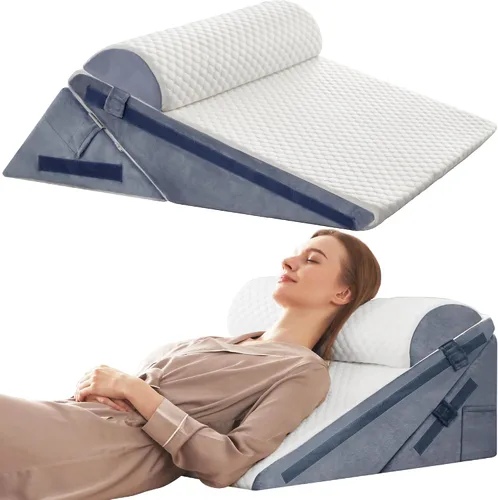Vista 11 de Simpledad Almohada de cuña triangular, almohada de cuña para reflujo ácido, alivio del dolor de espalda, parte superior de espuma viscoelástica