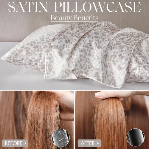 Vista 147 de Madison Park Essentials - Juego de sábanas de satén de lujo y sedoso con brillo natural, bolsillo elástico de 14 pulgadas para colchones de hasta 16