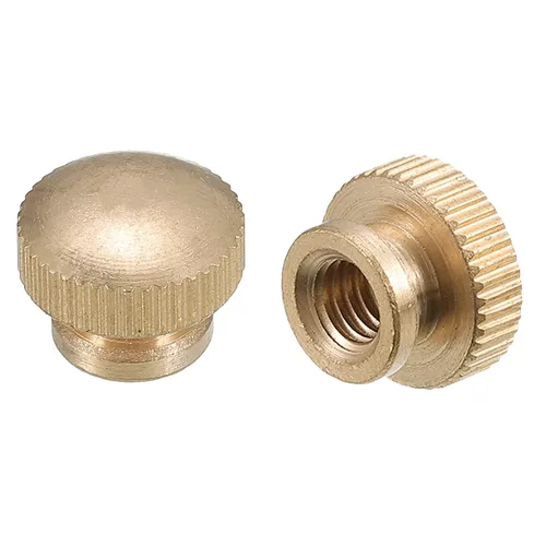 Vista 8 de uxcell Tuercas moleteadas para pulgar, 5 tuercas moleteadas de latón M3 x D10mm x H8mm con collar de cabeza alta con agujero ciego moleteado