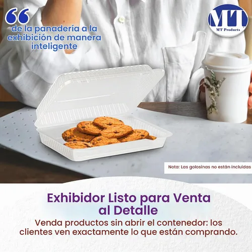 Vista 4 de MT Products Recipientes transparentes para llevar OPS de 6.8 x 5.6 x 2.1 pulgadas, recipientes de plástico para postres con tapas, paquete de 40