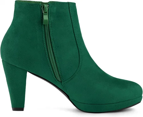 Vista 6 de Allegra K Botines de tacón grueso con cremallera lateral para mujer