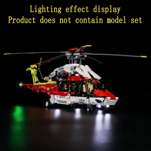 Vista 8 de GEAMENT Kit de luces LED compatible con Lego Airbus H175 Rescue Helicopter – Juego de iluminación para modelo Technic 42145 (modelo no incluido)