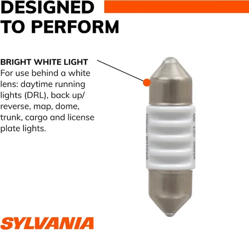 Vista 5 de SYLVANIA - Mini bombilla LED Festoon DE3021 de 1.220 in blanca - LED brillante - Ideal para iluminación interior - Mapa, maletero, carga y matrícula
