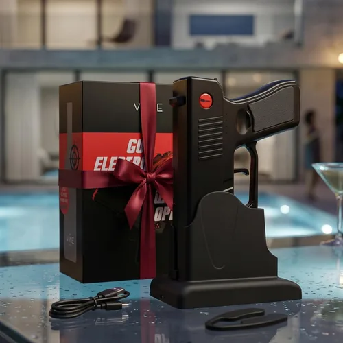 Vista 8 de Abridor de botellas de sacacorchos de vino con pistola eléctrica, batería inalámbrica con base de funda recargable, abre automáticamente vinos Negro