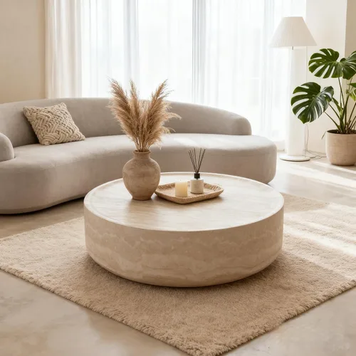 Vista 23 de Mesa Auxiliar Redonda Pequeña Mesa de Café Mesa Lateral Francesa de Estilo Campestre Rústico Mesa Auxiliar para Sala de Estar Gris Claro, Sin