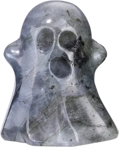 Vista 8 de Jovivi Figura decorativa de fantasma de cristal de obsidiana negra de 1.2 pulgadas tallada a mano, piedra curativa Reiki, escultura de estatua