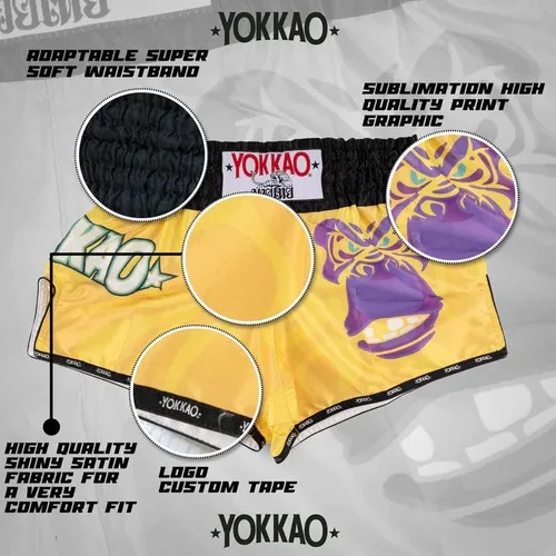 Vista 3 de YOKKAO Pantalones cortos de boxeo Muay Thai para hombres y mujeres Pantalones cortos de satén premium para atletas Ideal para entrenamiento