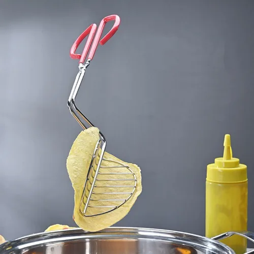 Vista 2 de Taco Maker Prensa Frito Taco Shells Molde crujiente Freidora profunda en forma de L Acero inoxidable Taco Shell Herramientas de cocina Gadgets