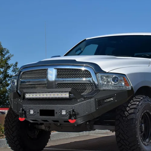 Vista 2 de Vijay Parachoques delantero y trasero para RAM 1500 2013-2018 y RAM 1500 Classic 2019-2024 con placa de cabrestante y luces