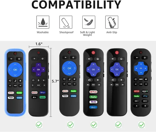Vista 2 de Wevove - Juego de 3 fundas para control remoto Roku, compatible con TCL Roku Smart TV Steaming Remote, controlador protector de silicona, funda