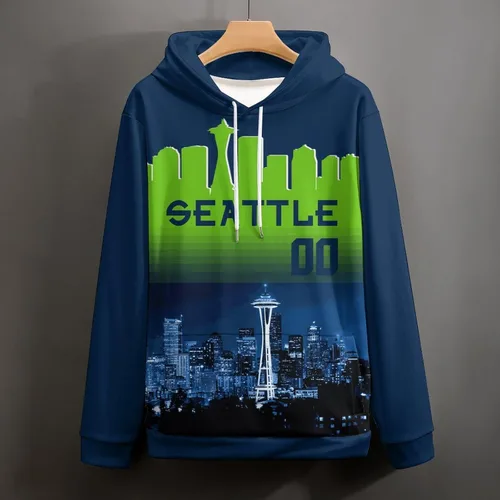 Vista 4 de Custom Football Hoodies City Night Skyline Personalized Sweatshirt Name Number Fan Gift Pullover for Men Women Youth