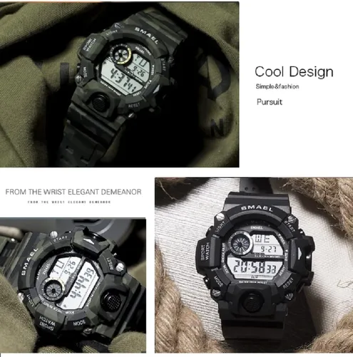 Vista 6 de Relojes de hombre Militar Deportes Electrónico Impermeable LED Cronómetro Digital Analógico Doble Tiempo al aire libre Ejército Reloj de pulsera