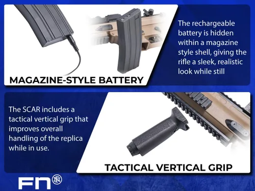 Vista 8 de Evike Airsoft - FN Herstal - Rifle de Airsoft con licencia AEG Scar-L estilo Airsoft y pistola de Airsoft estilo FNS-9 por Cybergun