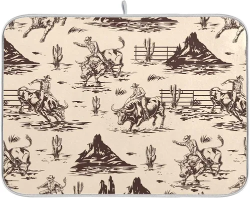 Vista 27 de Linda alfombrilla de secado de platos con hongos y plantas silvestres para encimera de cocina, almohadilla absorbente de microfibra, mediana 16x18