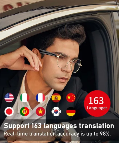 Vista 3 de Gafas Bluetooth para mujeres y hombres, cristal inteligente AI con 163 traducciones de idiomas, audio, lentes transparentes Bluetooth 6.0, asistente