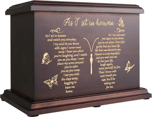 Vista 12 de Urnas conmemorativas de cremación para cenizas humanas, hombres y mujeres, caja de urnas de madera y ataúd para cenizas, hombres, mujeres y niños