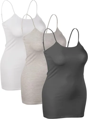 Vista 113 de Emmalise Camisola larga casual básica para mujer, con tirantes ajustables, top en capas