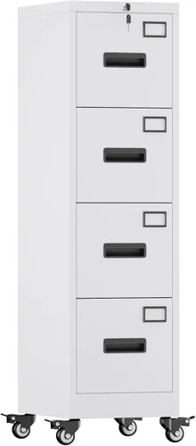 Vista 10 de METAN - Archivador móvil de 2 cajones con cerradura y ruedas, color negro