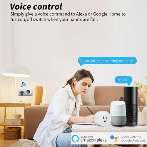 Vista 3 de Enchufe inteligente WiFi Compatible con Alexa y Google Home Enchufe WiFi para control remoto y temporizador y función de programación No