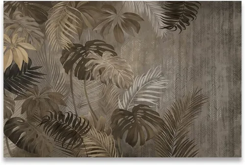 Vista 3 de Papel tapiz de pared de bambú con respaldo de tortuga y hojas de plátano para dormitorio, sala de estar, despegar y pegar, 98 x 58 pulgadas
