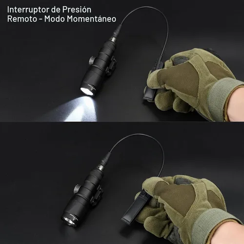 Vista 3 de M300A linterna táctica de 500 lúmenes con interruptor de botón y interruptor de presión remoto para modos constantes/momentáneos, compatible con 1 BK