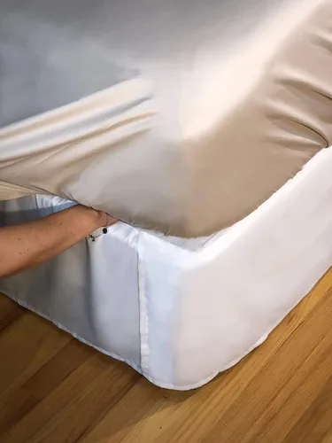 Vista 2 de Effortless Bedding - Sábana bajera semiajustable patentada, 100% algodón egipcio Giza, algodón de fibra extra larga (ELS), tejido satinado de 500