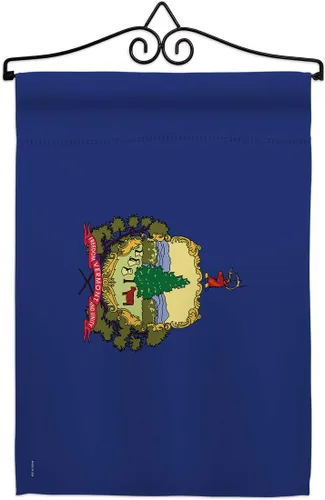 Vista 6 de Vermont Burlap Garden Flag Americana States USA American Territories Republic Country Particular Area Small Decorative Gift Yard House Banner