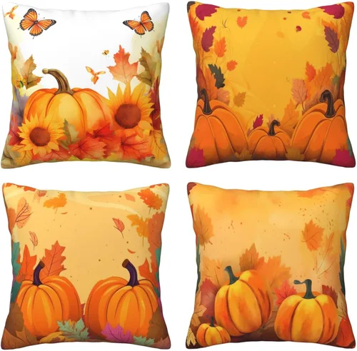 Vista 20 de Ouqiuwa Juego de 4 fundas de almohada coloridas con diseño de pájaros de 12 x 12 pulgadas, cuadradas, decorativas, con hojas de arce otoñales
