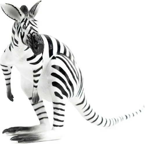 Vista 2 de Randimals Figura de Juguete de Canguro Estilo Cebra de 5", Juguete de Figura de Acción de Animal de Goma Dura Premium, Amigo Híbrido Fomenta