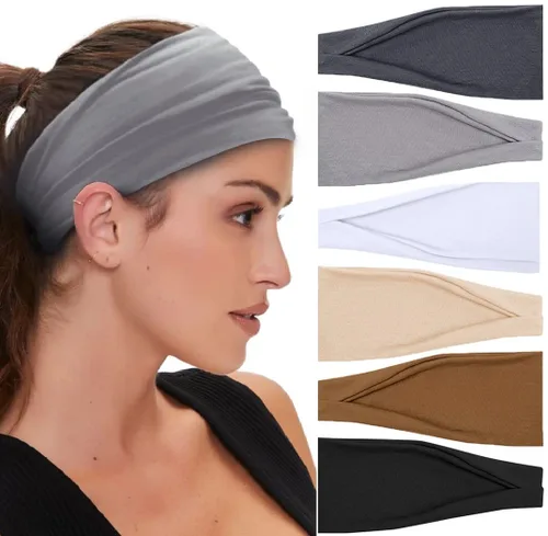 Vista 9 de Huachi Diademas bohemias para mujer, bandas anchas para la cabeza, para yoga, entrenamiento, bandas para el cabello para mujer, antideslizantes