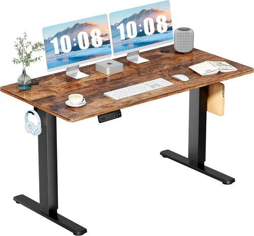 Vista 22 de DUMOS Escritorio eléctrico de pie de 40 pulgadas con altura ajustable, estación de trabajo para computadora para trabajar sentado o de pie, mesa