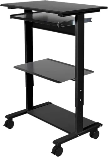 Vista 4 de Estación de trabajo con soporte de altura ajustable móvil, Negro y negro