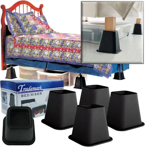 Vista 4 de Trademark Home Collection - Paquete de 4 elevadores de cama, 6 pulgadas, color negro