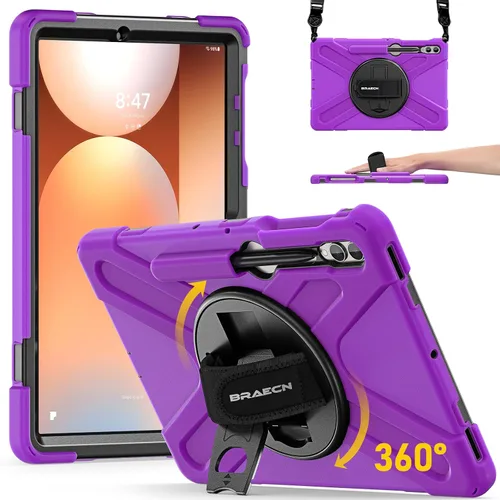 Vista 12 de BRAECN - Funda para Galaxy Tab S10 Plus, S9 Plus, S9 FE+, S8 Plus, S7 Plus, S7 FE 12.4 inch Shockproof Heavy Duty Full Body Protective Cover with