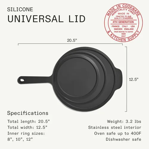 Vista 10 de Made In Cookware - Tapa universal de silicona para sartén, diseño 9 en 1, se adapta a múltiples sartenes, apto para horno 400F, grafito