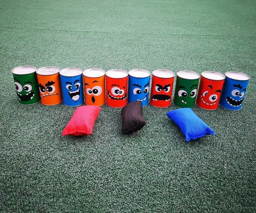 Vista 6 de Juegos de torre gigante de volteo de bloques de madera para apilar + juego de lanzamiento de bolsas de frijoles para adultos, niños, diversión