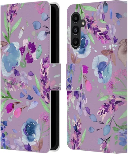 Vista 174 de Head Case Designs Officially Licensed Ninola Abstract Poppies Lilac Floral Leather Wallet Case Compatible with Samsung Galaxy A07 4G