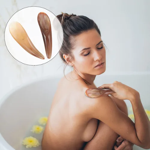 Vista 2 de FOMIYES Herramienta de raspado Gua Sha, raspadores de masaje, cuerno de buey, herramienta de masaje de raspado Gua Sha, gran herramienta