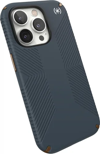 Vista 13 de Speck Presidio2 Pro + MagSafe - Funda para iPhone 14 Plus con revestimiento Microban (negro/negro/blanco)