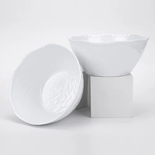 Vista 4 de KX-WARE Vajilla de melamina, cuenco de 6 piezas y plato de 6 piezas, color blanco