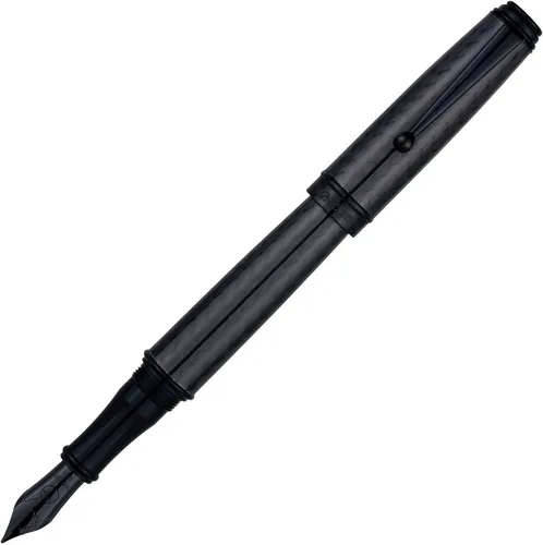 Vista 2 de Monteverde Invincia Deluxe - Pluma estilográfica, oro rosa, punta media, diseño de fibra de carbono con detalles chapados en oro rosa de 18