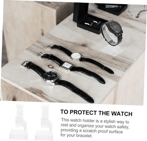 Vista 2 de Cabilock Soporte de plástico transparente para reloj, 2 piezas, vitrina de joyas de plástico, vitrina de reloj, relojes para hombre, soporte