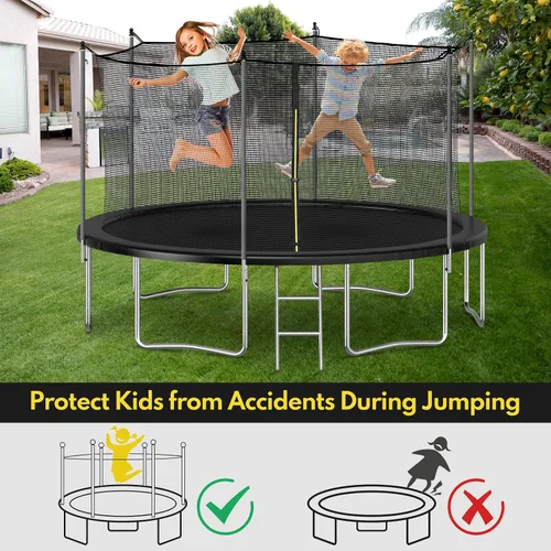 Vista 5 de Recinto de seguridad para trampolín PE Trampolín Flex Net Reemplazo para 6 postes Trampolines de marco redondo