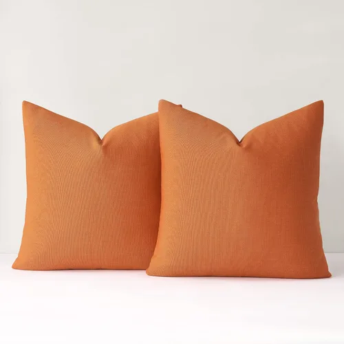 Vista 17 de Mixhug Juego de 2 fundas de almohada decorativas de lino para sofá y cama, cojín lumbar, color marrón claro, 12 x 20 pulgadas